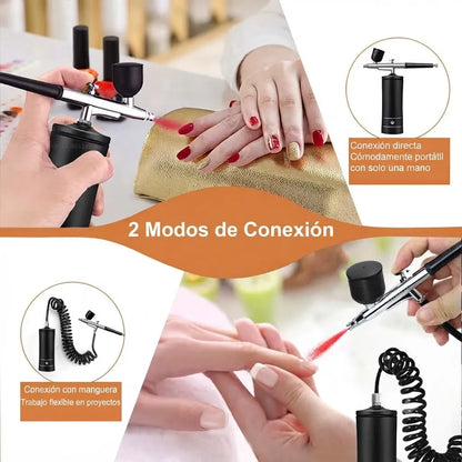 AeroLux™ Kit Compresor Aerógrafo Portátil Recargable