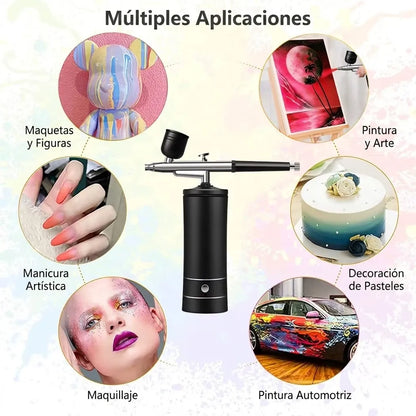 AeroLux™ Kit Compresor Aerógrafo Portátil Recargable