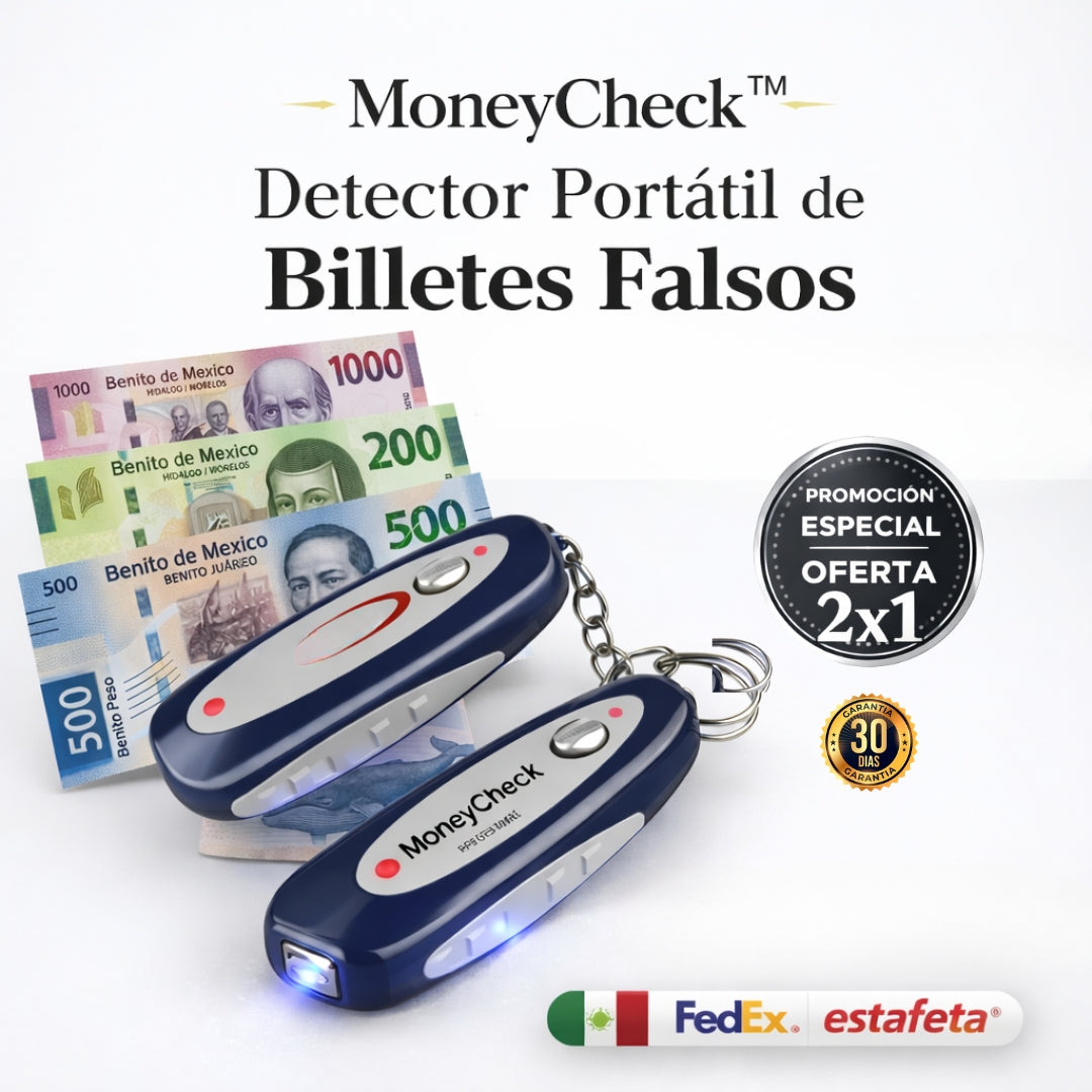 MoneyCheck™ Detector Portátil de Billetes Falsos 2x1